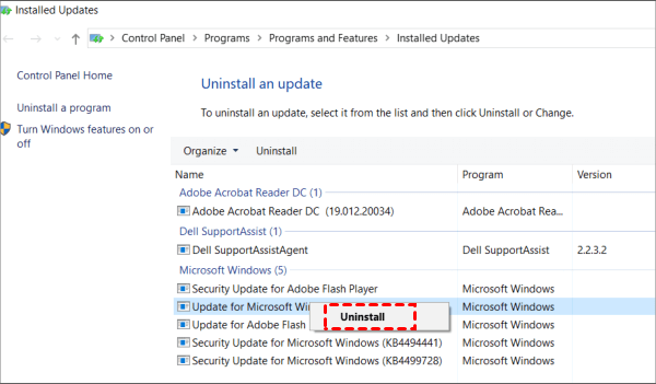 Windows Uninstall An Update